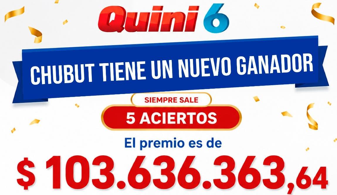 Un Chubutense, nuevo millonario del Quini6.  Ganó más de 100 millones de pesos.