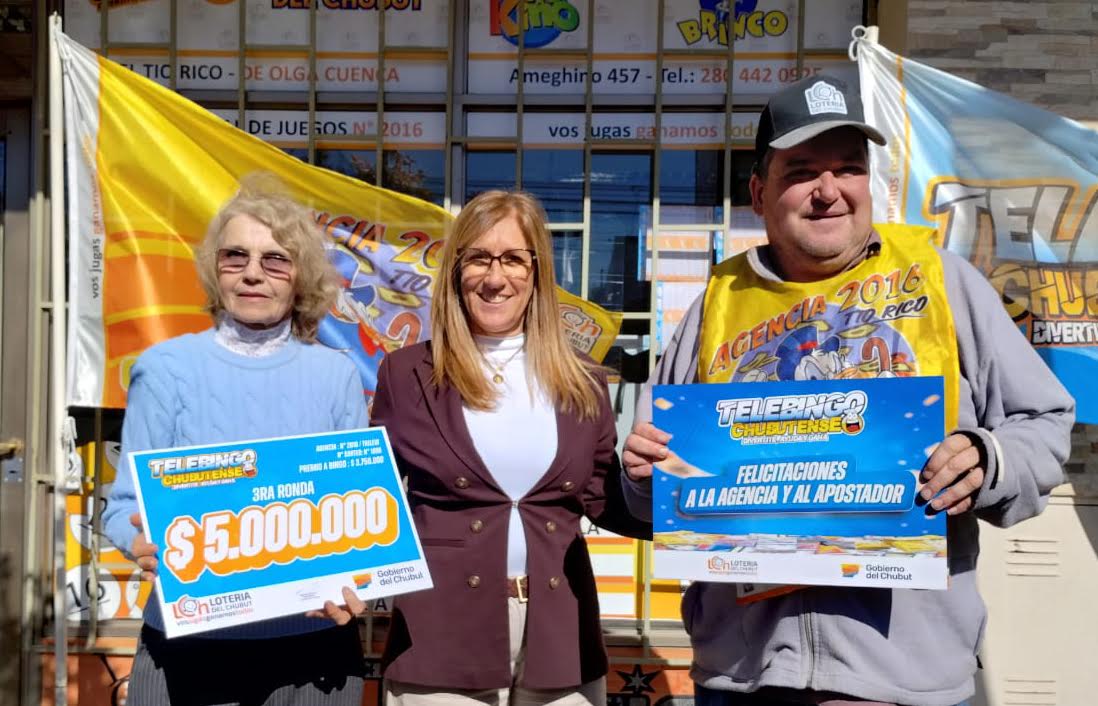 Lotería del Chubut entregó un total de  13.000.000 de pesos a distintos apostadores del Telebingo en Trelew y  Comodoro Rivadavia.